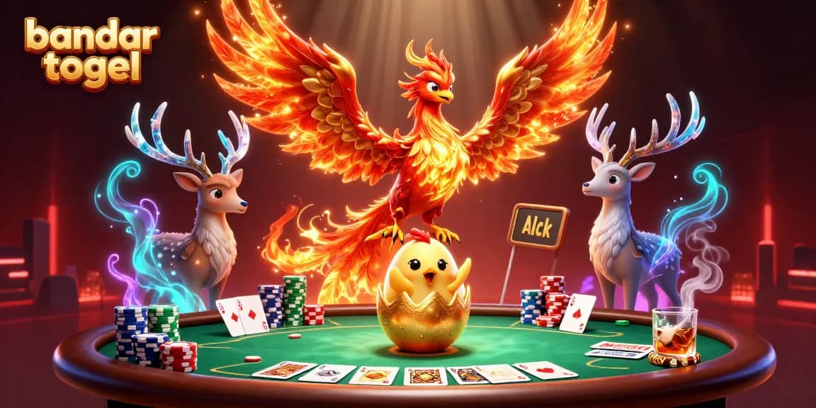 Engage with bandar togel illustrated as a phoenix rising amidst vibrant poker dynamics.