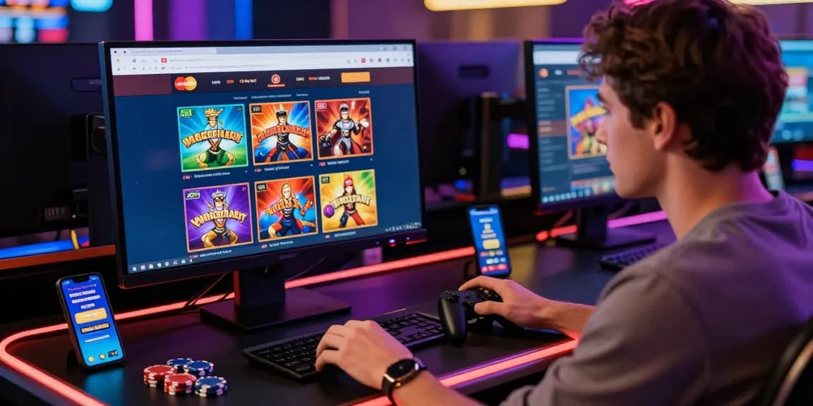Player at a credit card casino using Mastercard for instant deposits amidst an engaging gaming environment.