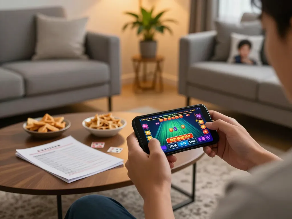 Engaged in mobile gaming at home, TT88 offers a vibrant casino experience directly on smartphones.