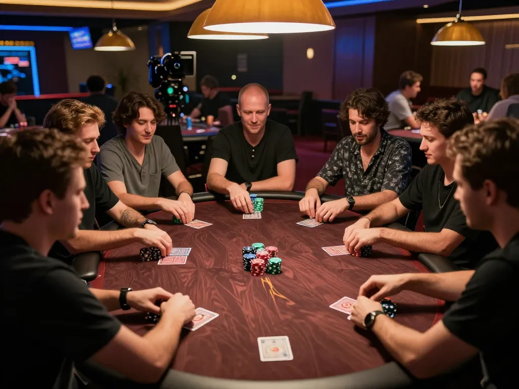 Players strategizing their moves at CM88 poker table, showcasing competitive gaming atmosphere