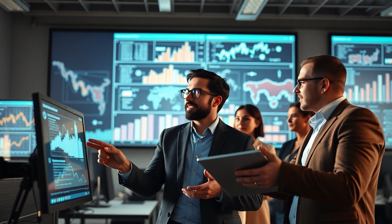 Visualize Supply chain AI software in action with a collaborative team analyzing data.