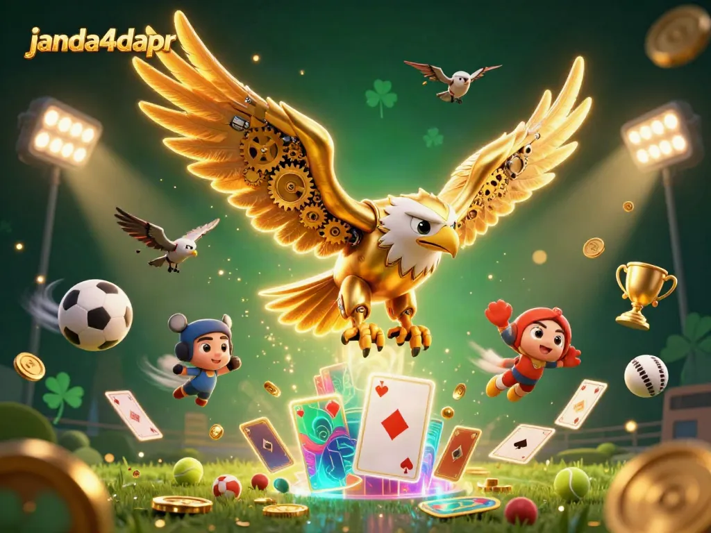 Permainan menarik di janda4dapr dengan burung emas dan kartu holografik.