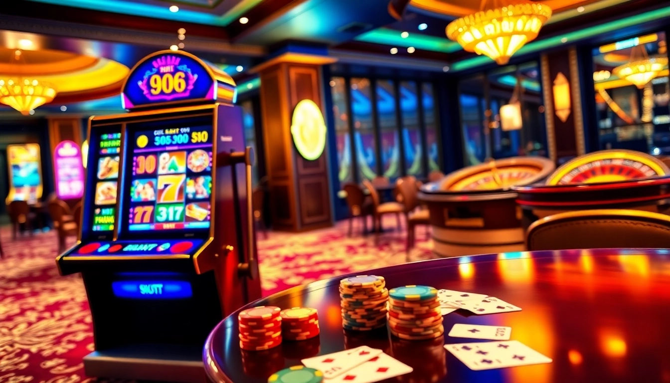Experience the thrill of winning at slot777 with a vibrant casino scene featuring exciting slot machines and vibrant gaming elements.
