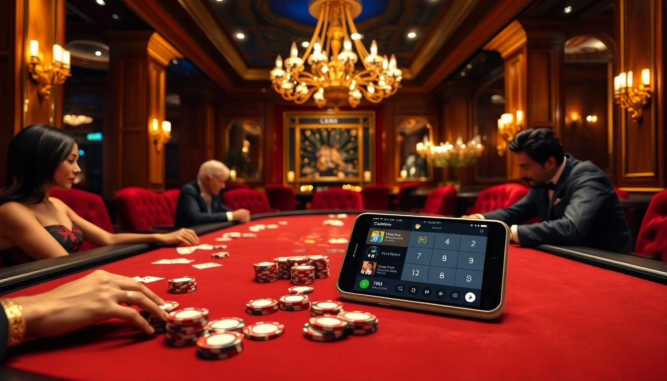 Players strategize at a glamorous 789Win poker table, surrounded by luxury and excitement.
