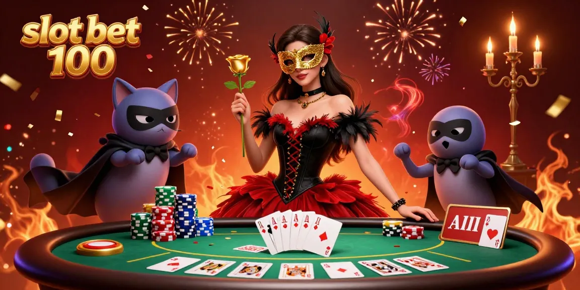 Experience the thrilling action of slot bet 100 in this vibrant 3D casino illustration.