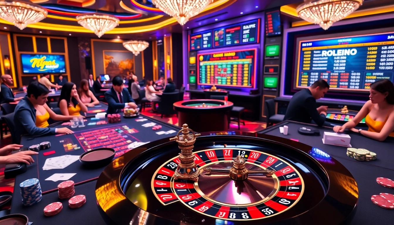 Betters enjoying a game at Nhà cái RR99 casino, with vibrant colors and luxury visuals.