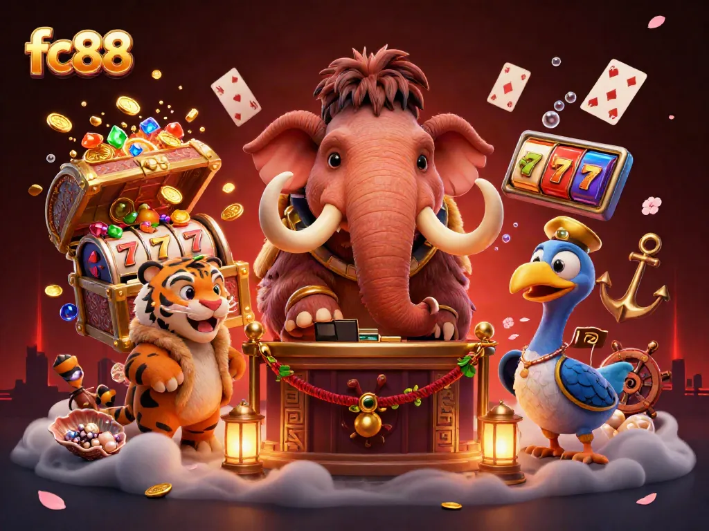 Experience exciting casino action at fc88 with bouncers, VIPs, and vibrant game elements