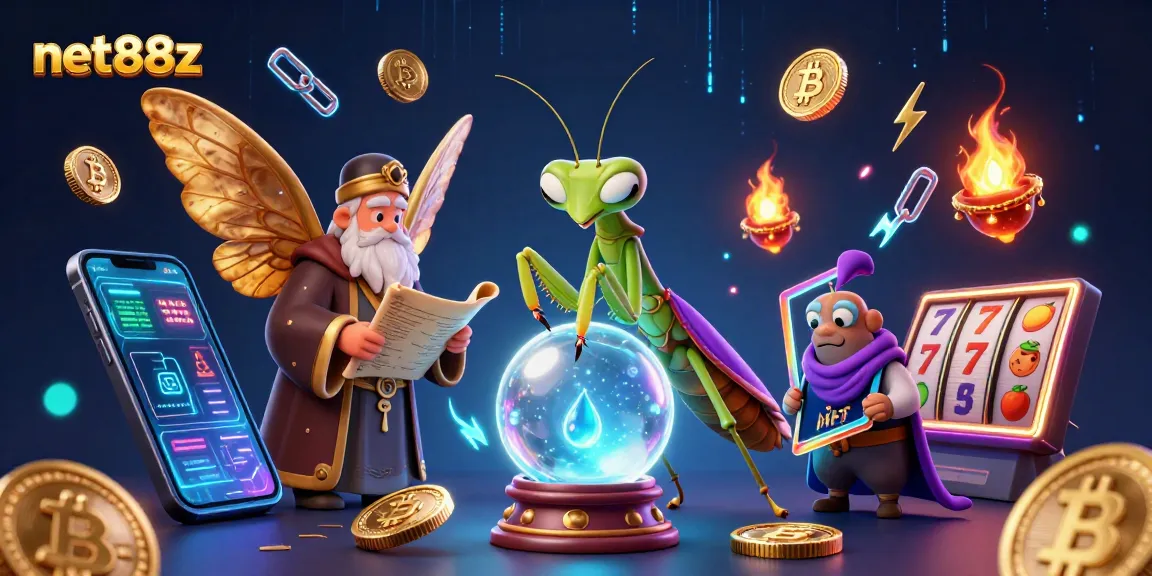 Experience the thrill of net88z through a vibrant 3D illustration featuring mystical casino elements.