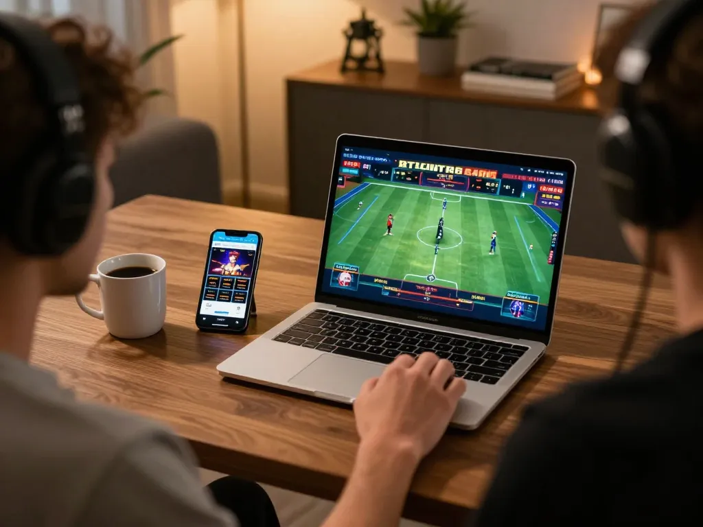 Experience the thrill of sports betting at home with 555win, showcasing an engaging online gaming setup