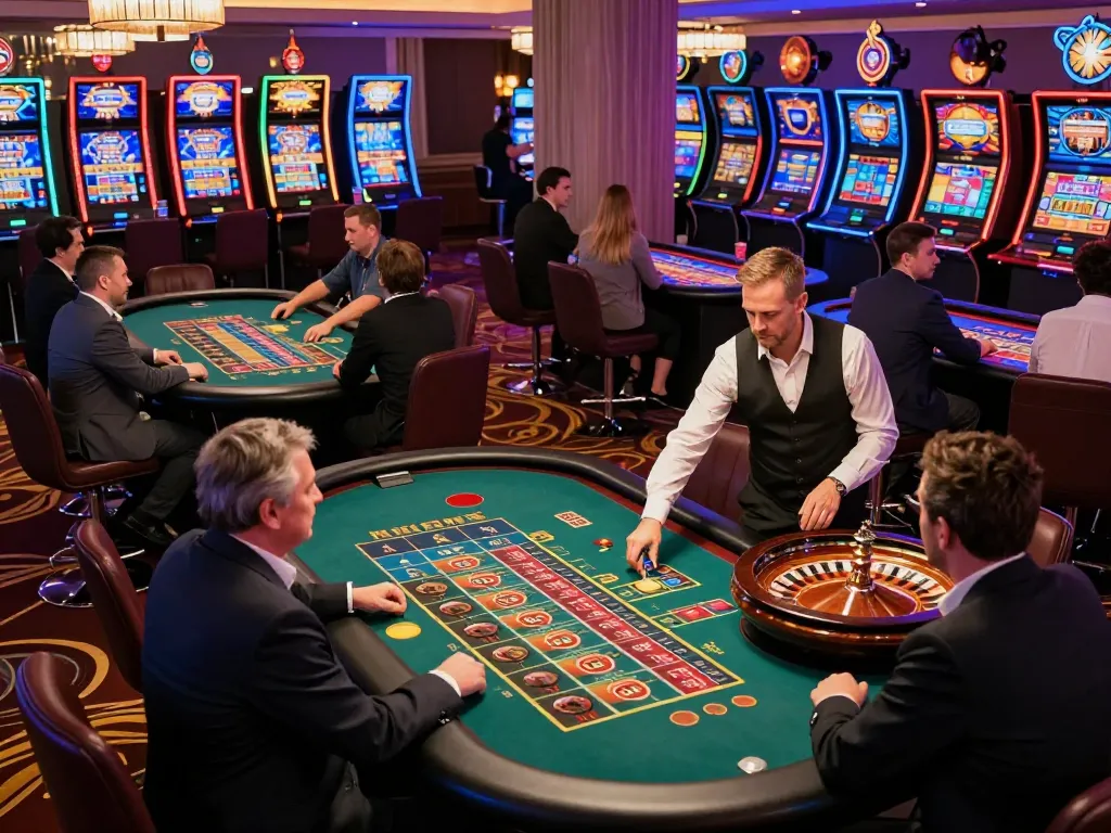 Players enjoying thrilling games at casinoer uden rofus, placing bets at roulette tables.