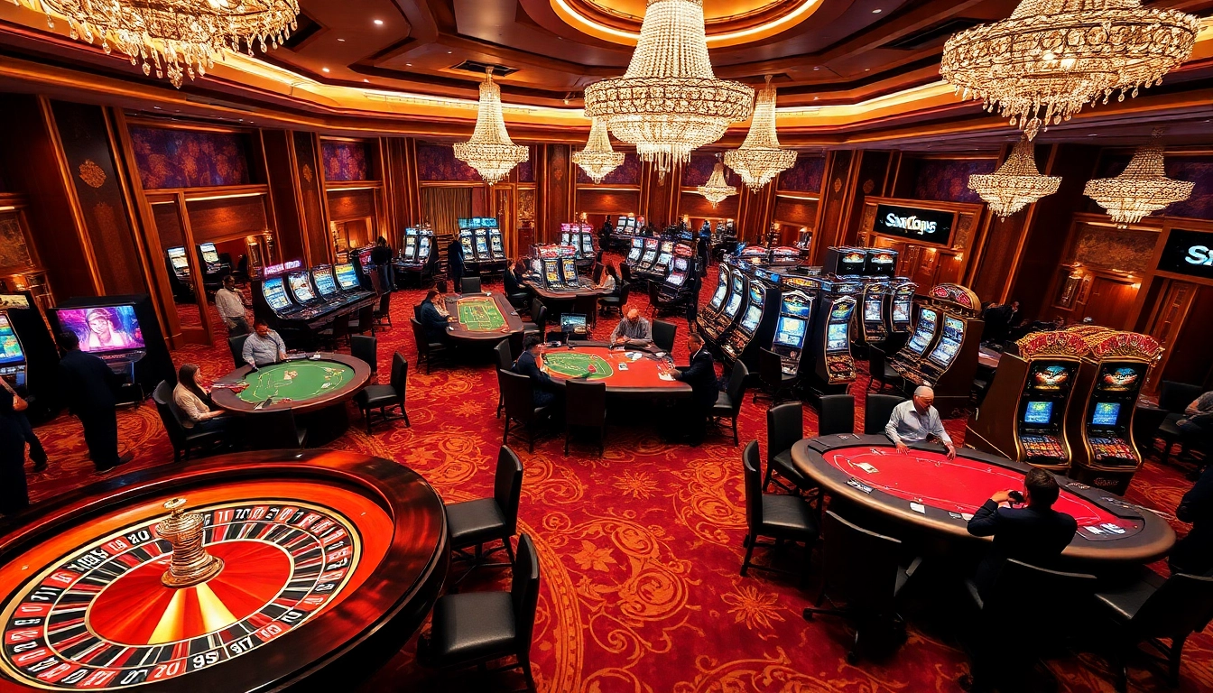 Experience high-stakes gaming with sx88 at a luxurious casino featuring exciting roulette and slot machines.