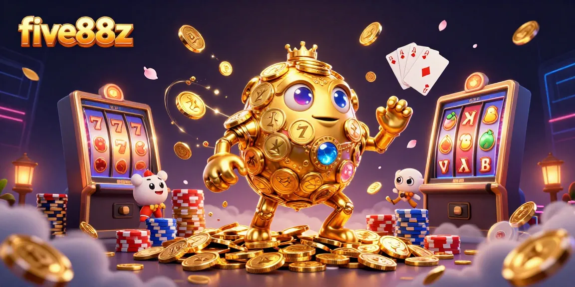 Experience thrilling wins with five88z featuring a golden golem and exciting slot machine elements.