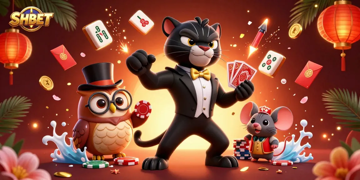 SHBET engages players with an exciting 3D casino scene featuring lively characters and vibrant elements.