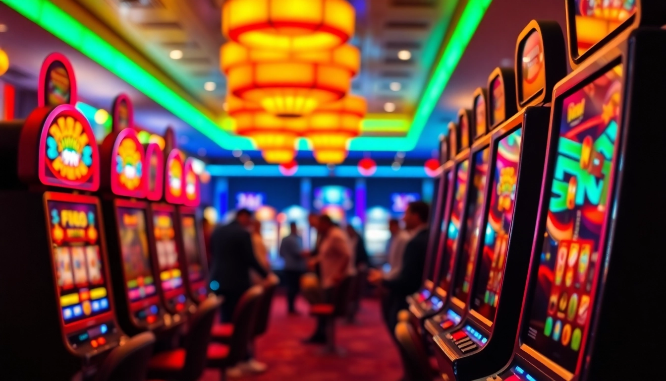 Menampilkan rekomendasi situs slot gacor dengan mesin slot berwarna-warni di kasino.