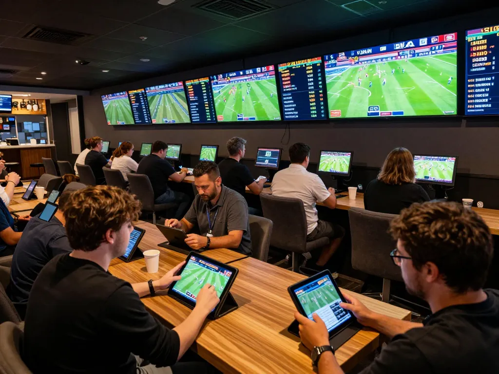 Bongdalu users engaged in live sports betting with multiple screens showing real-time football matches.