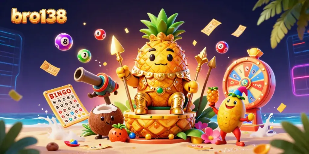 Experience the excitement at bro138 with a vibrant casino scene showcasing dynamic lottery elements.
