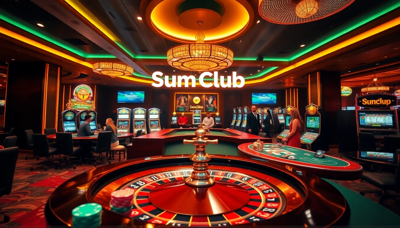 SumClub casino scene with elegant gaming tables and thrilling atmosphere showcasing the excitement of winning.