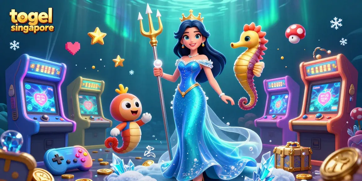 Engage with togel singapore through a vibrant underwater casino adventure illustration.