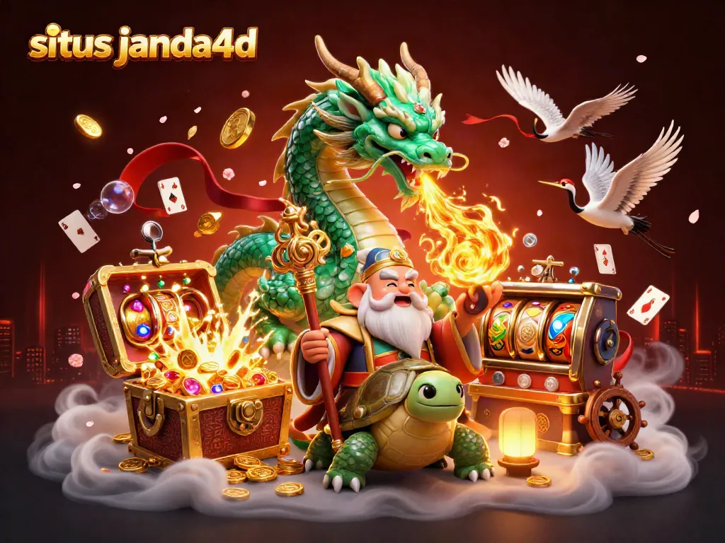 Pemain menjelajahi situs janda4d dengan karakter naga yang berapi-api dan bermain slot yang menarik.