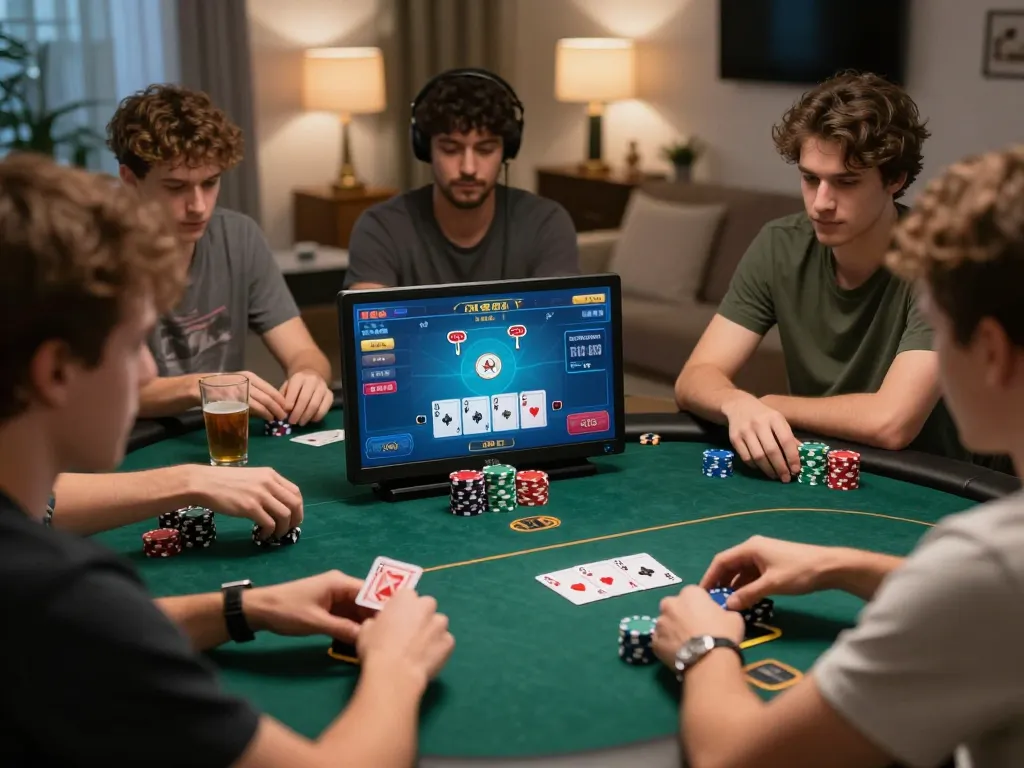 Engaged players strategizing their moves on rikvip poker during an online game night.