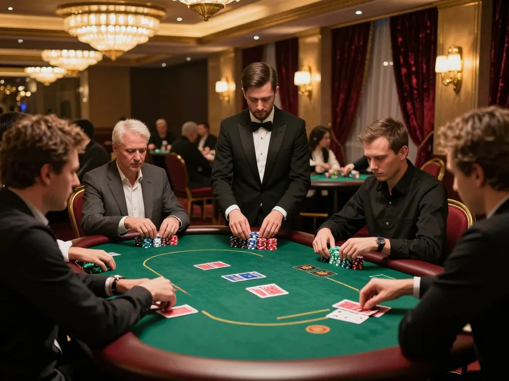 88vv players focused at a prestigious poker table capturing the thrill of casino gaming.