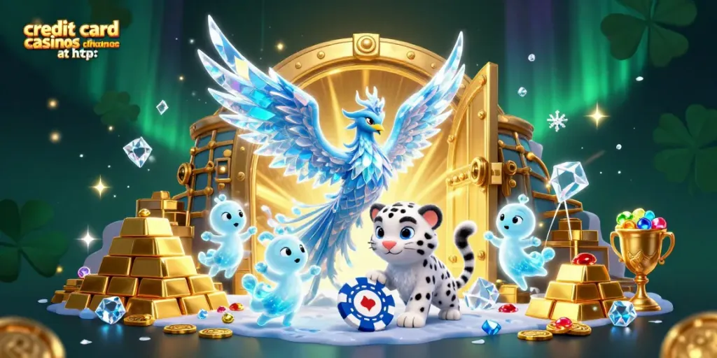 Experience the thrill with credit card casinos at http:, featuring an enchanting ice phoenix and sparkling treasures.