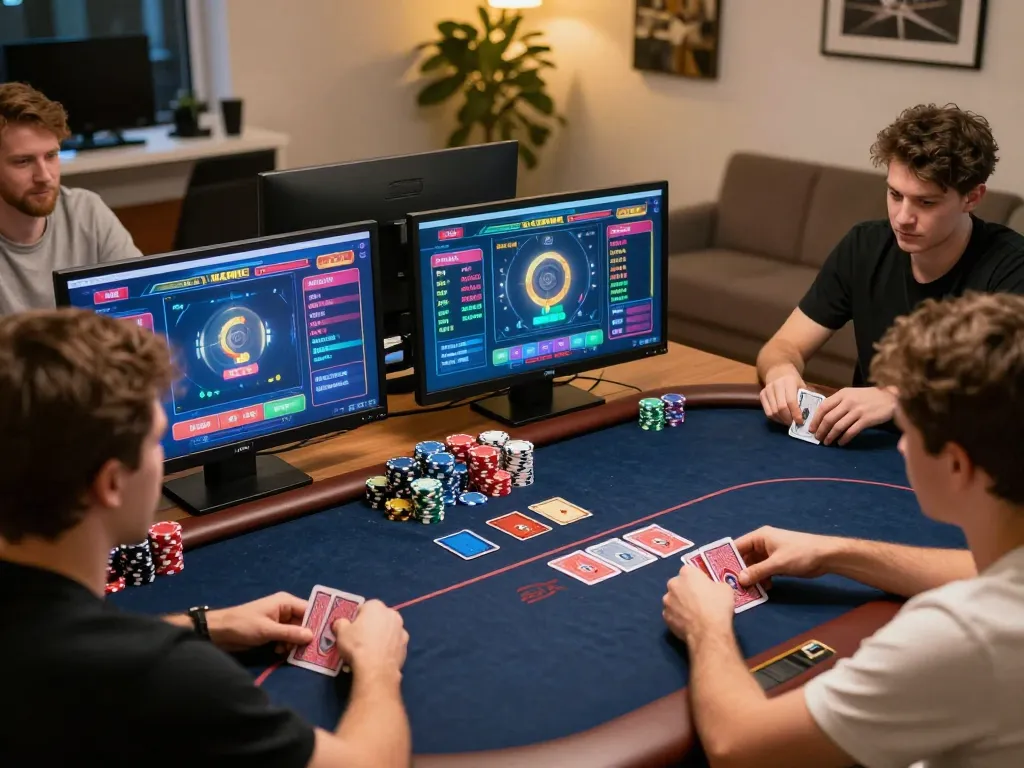 Players engaging in high-stakes poker tournament online with 789P strategy elements visible