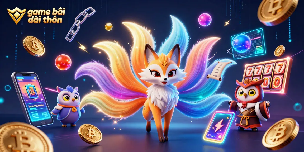 Experience exciting game bài đổi thưởng with a vibrant scene featuring a nine-tailed fox and game elements.