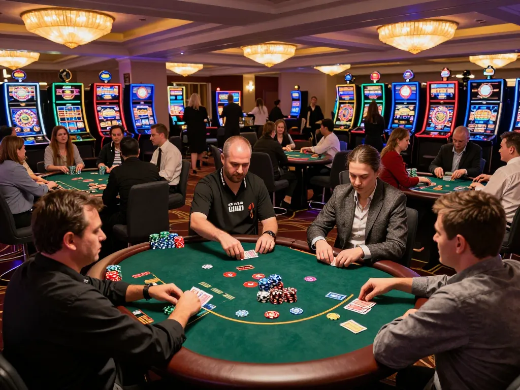 Players enjoying intense poker games at sunwin casino with vibrant atmosphere