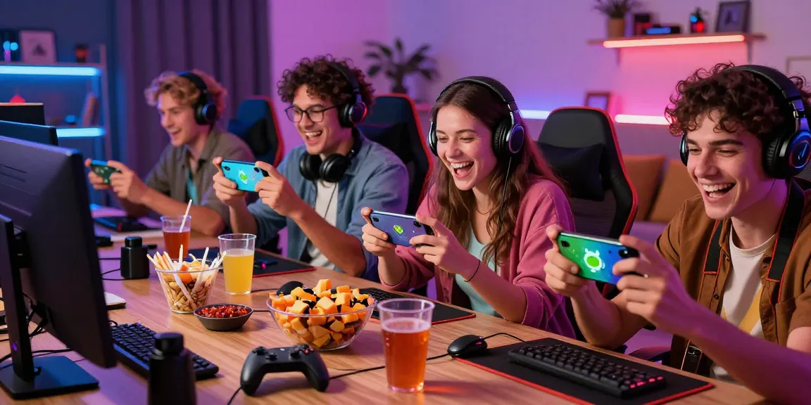 Group playing 3 Patti Loot on Android devices, enjoying in a vibrant gaming atmosphere.