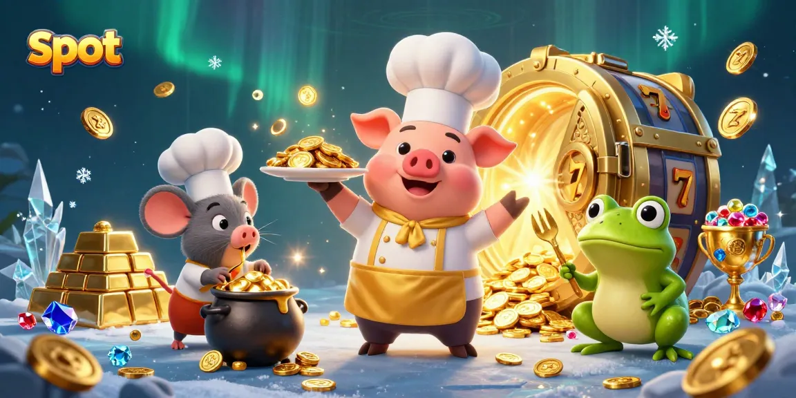 Experience thrilling slot action with gold coins, vibrant characters, and dazzling gems in this dynamic casino scene.