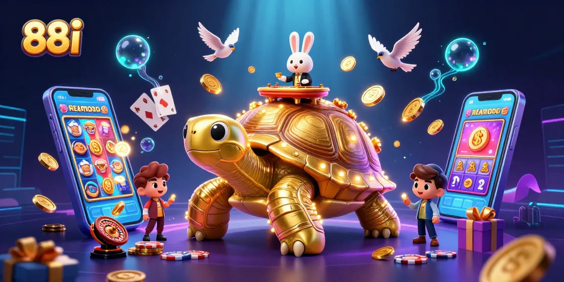 Experience thrilling gaming at 88i with a mesmerizing 3D golden tortoise casino scene.