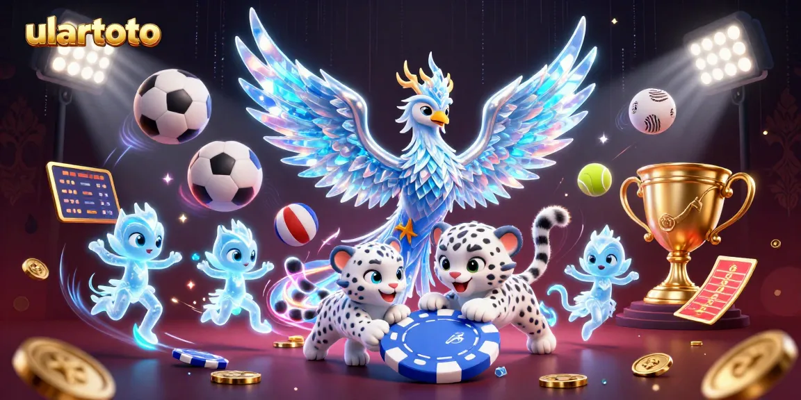 ulartoto menyajikan ilustrasi kasino berlisensi dengan phoenix es berkilau dan kucing macan tutul bermain chip