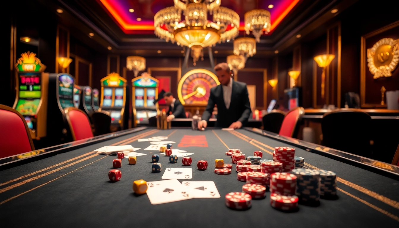 Players engaging in an exciting tài xỉu md5 game at a luxurious casino table.