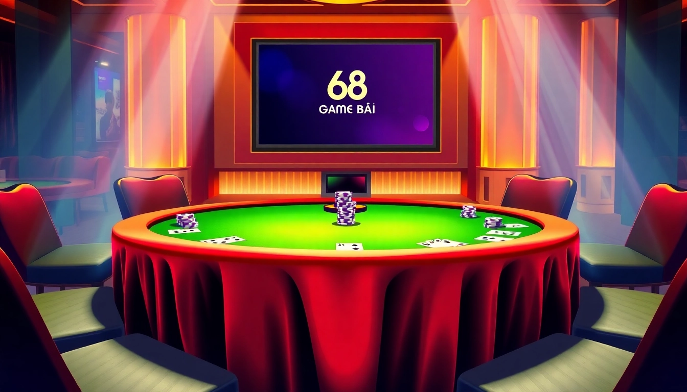 Experience high-stakes play at 68 Game Bài with vibrant poker table setup.