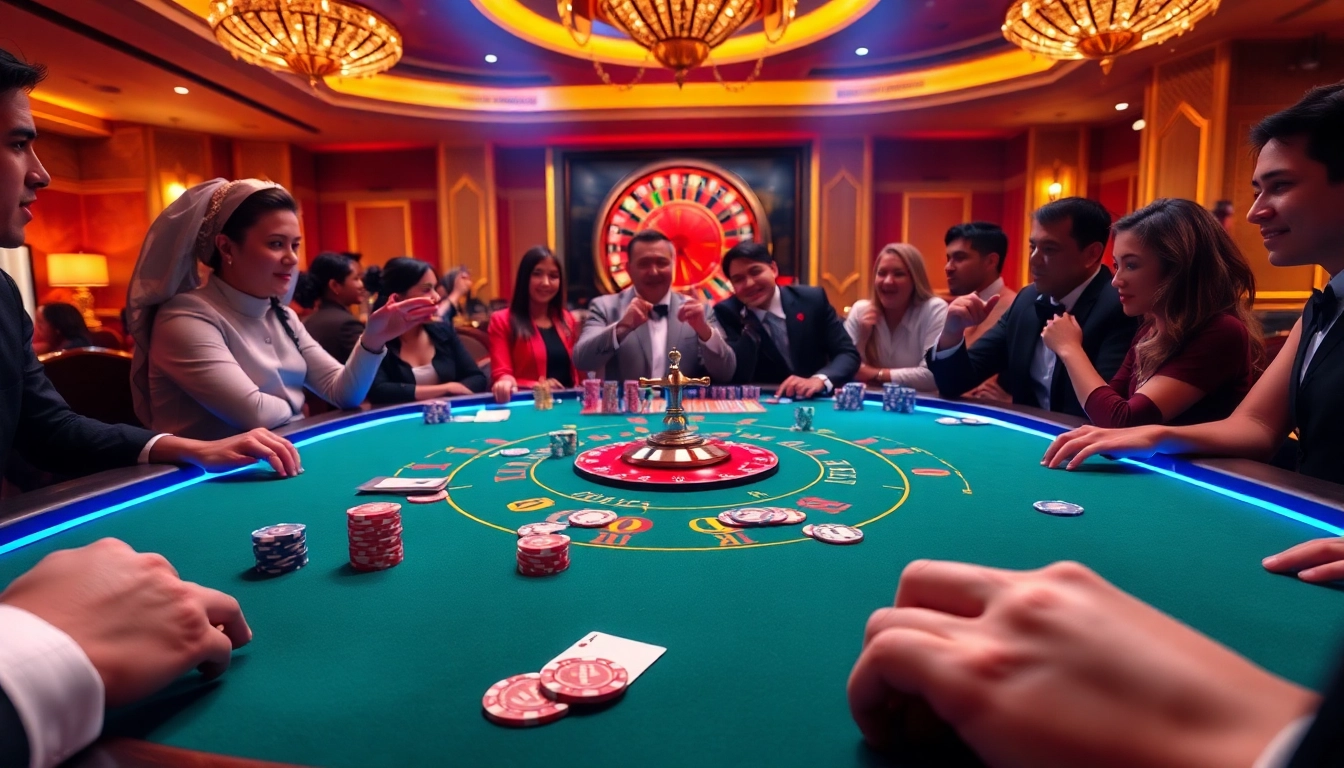 Exciting poker action at RR88 casino with vibrant chips and cards.