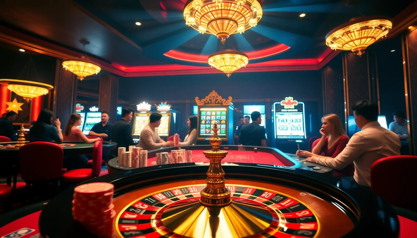 Experience the excitement of Cổng game Hitclub with vibrant casino visuals filled with thrill.