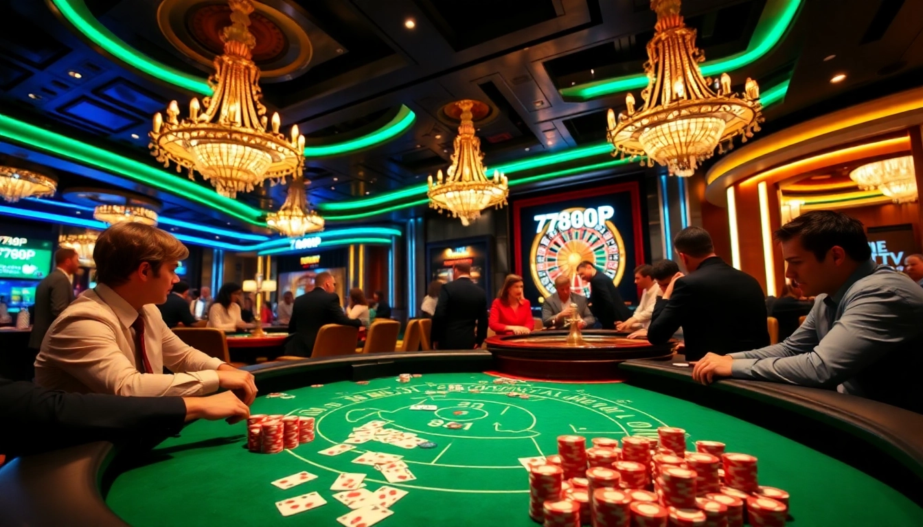 Players engaging in high-stakes baccarat at a 789P casino table under lavish lighting.