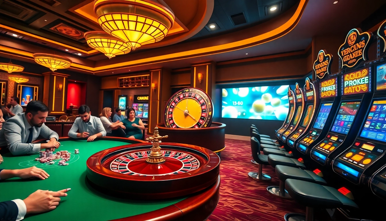 Players enjoying a thrilling high-stakes poker game and roulette, highlighting MB66 excitement.