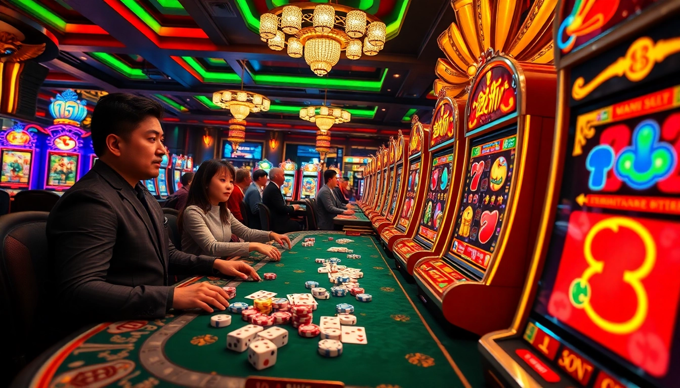 Experience the thrill of a demo slot in a vibrant casino setting with engaging players.