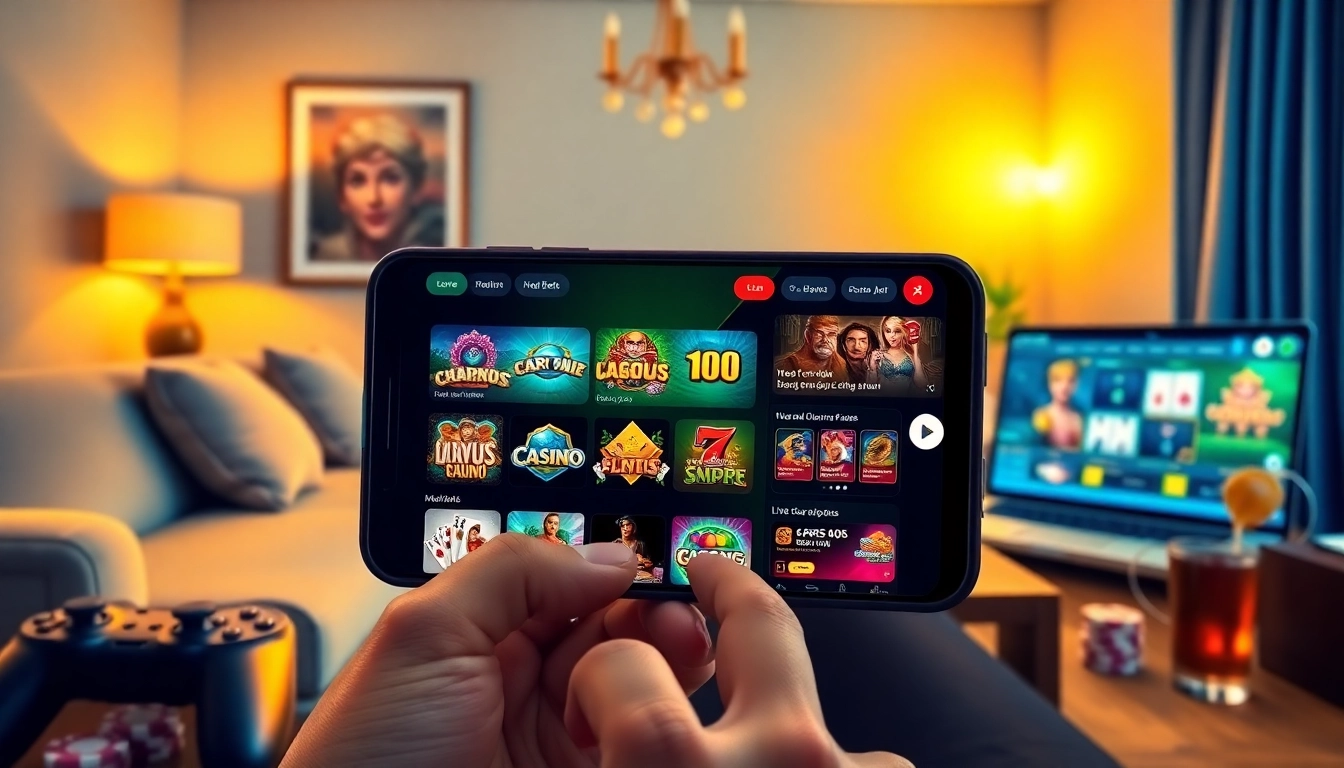 Engaging scene of a user interacting with the Ho88 app, showcasing online gambling excitement.