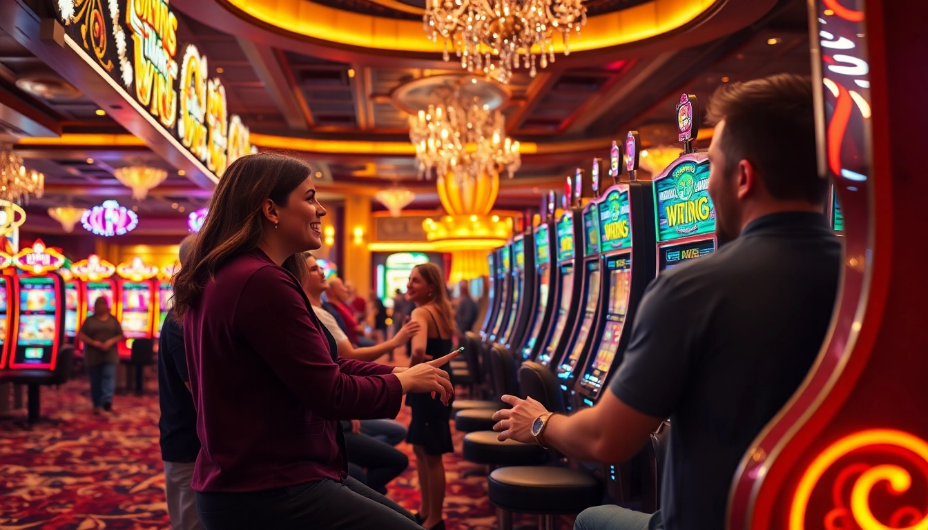 玩轉 utwon 賭場中的色彩斑斕插槽機，滿載著興奮的玩家。