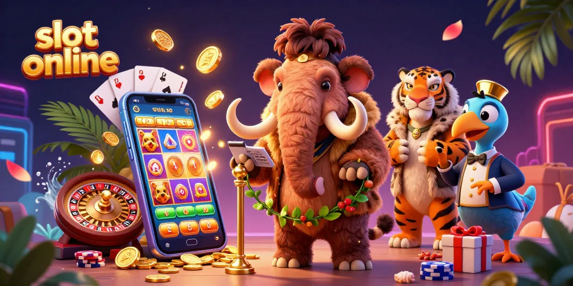 Experience the excitement of slot online with a lively 3D scene featuring a woolly mammoth bouncer, VIP saber-tooth tiger, and dodo doorman.